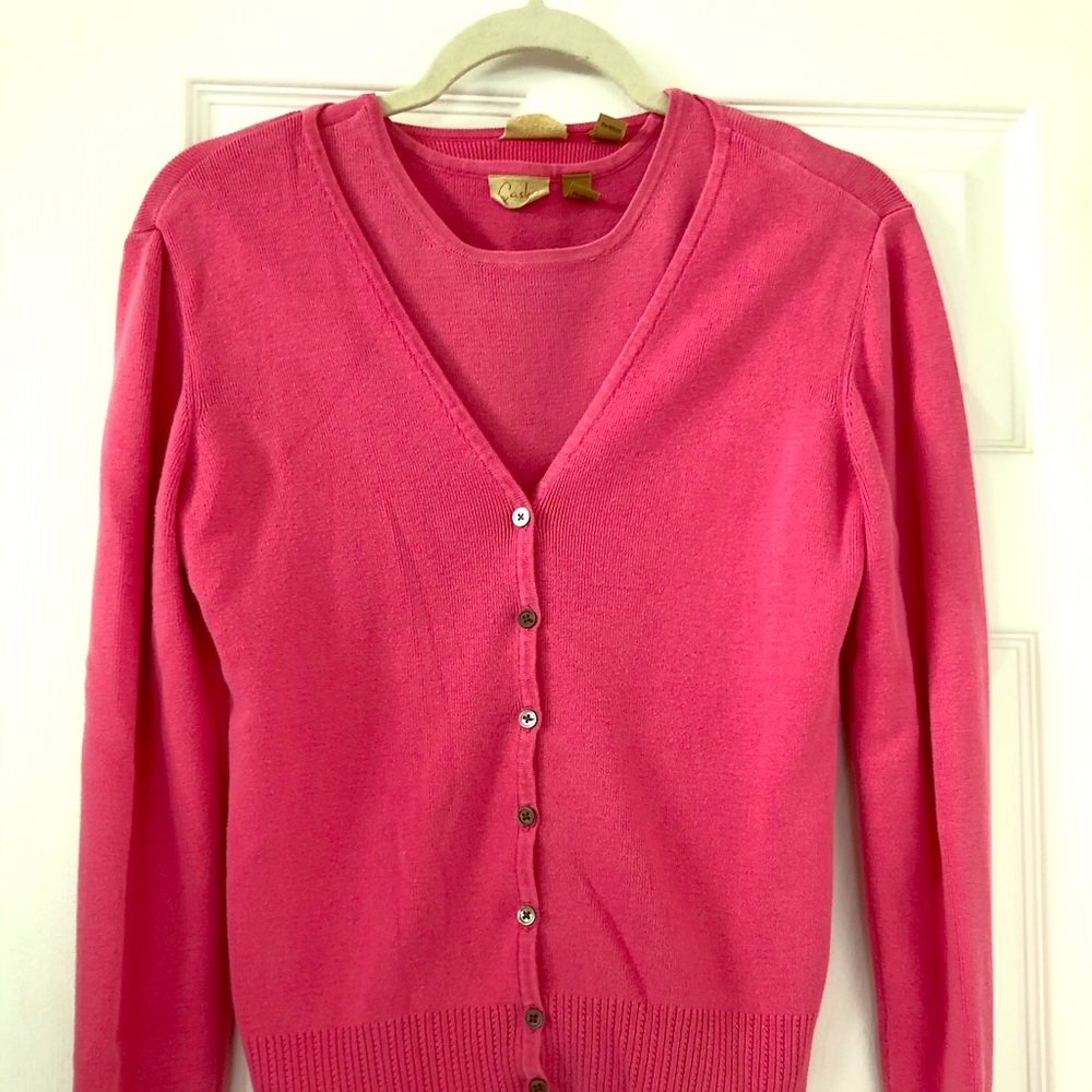 Hot pink Caslon Shell and Matching Cardigan Set
